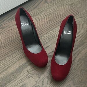 Stuart Weitzman dark red suade pumps